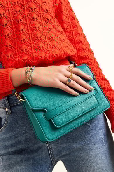 Square PU leather shoulder bag with buckle closure h5 Picture2